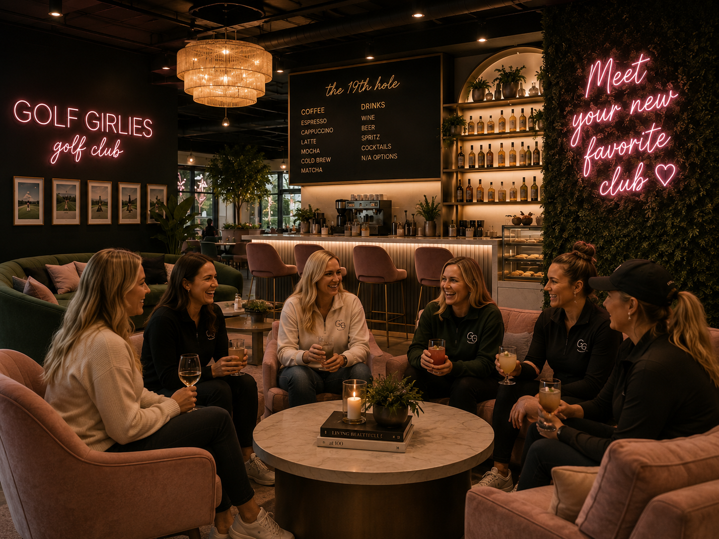 Women socializing together at the Golf Girlies lounge bar